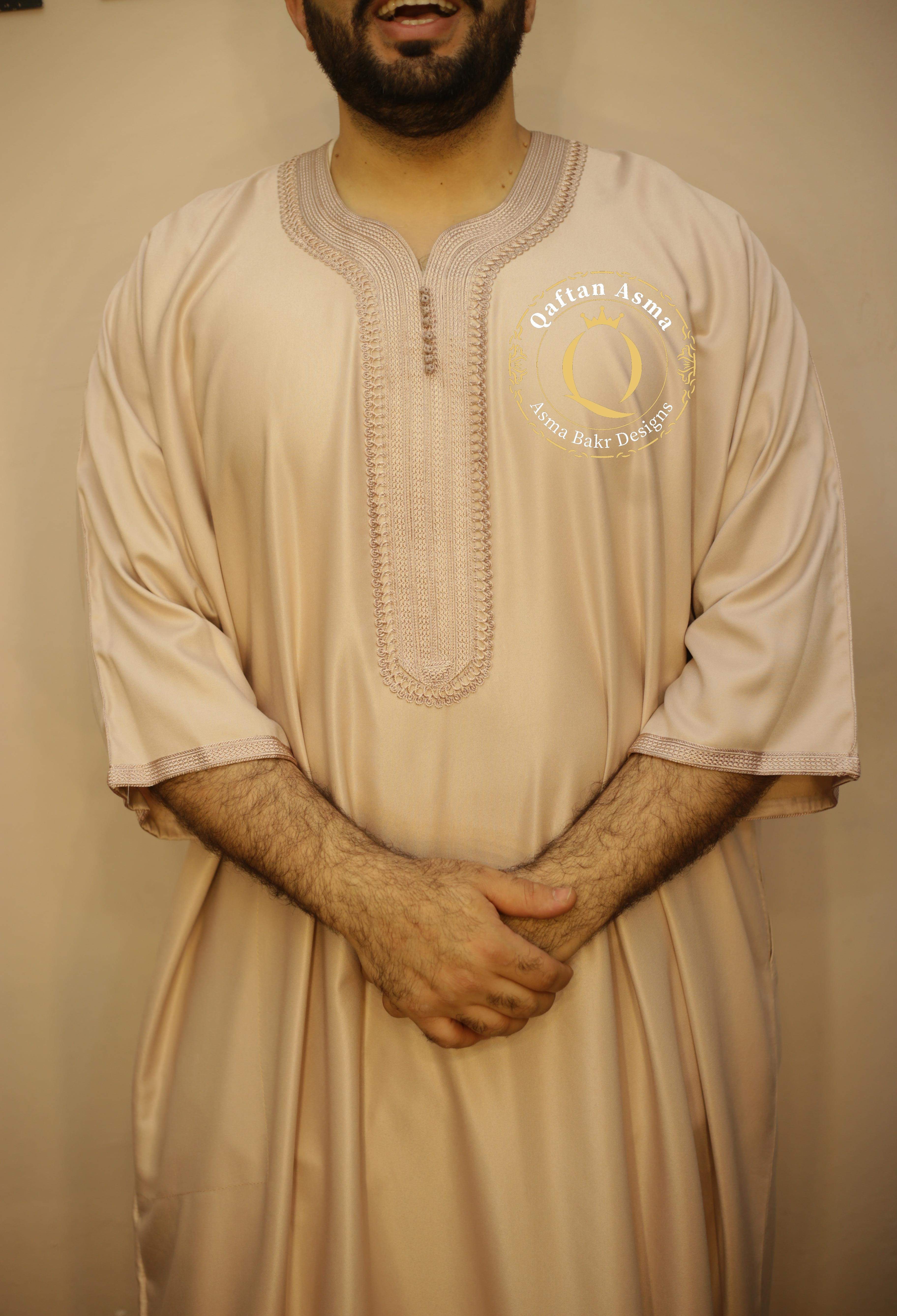 قندورة مغربي رجالي صيفي كاكاوي