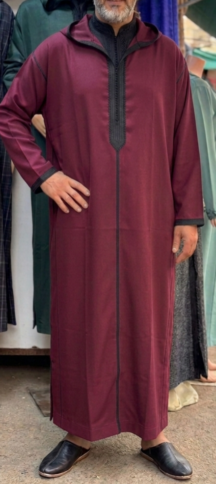 جلابة مغربي رجالي مليفة قطعتين