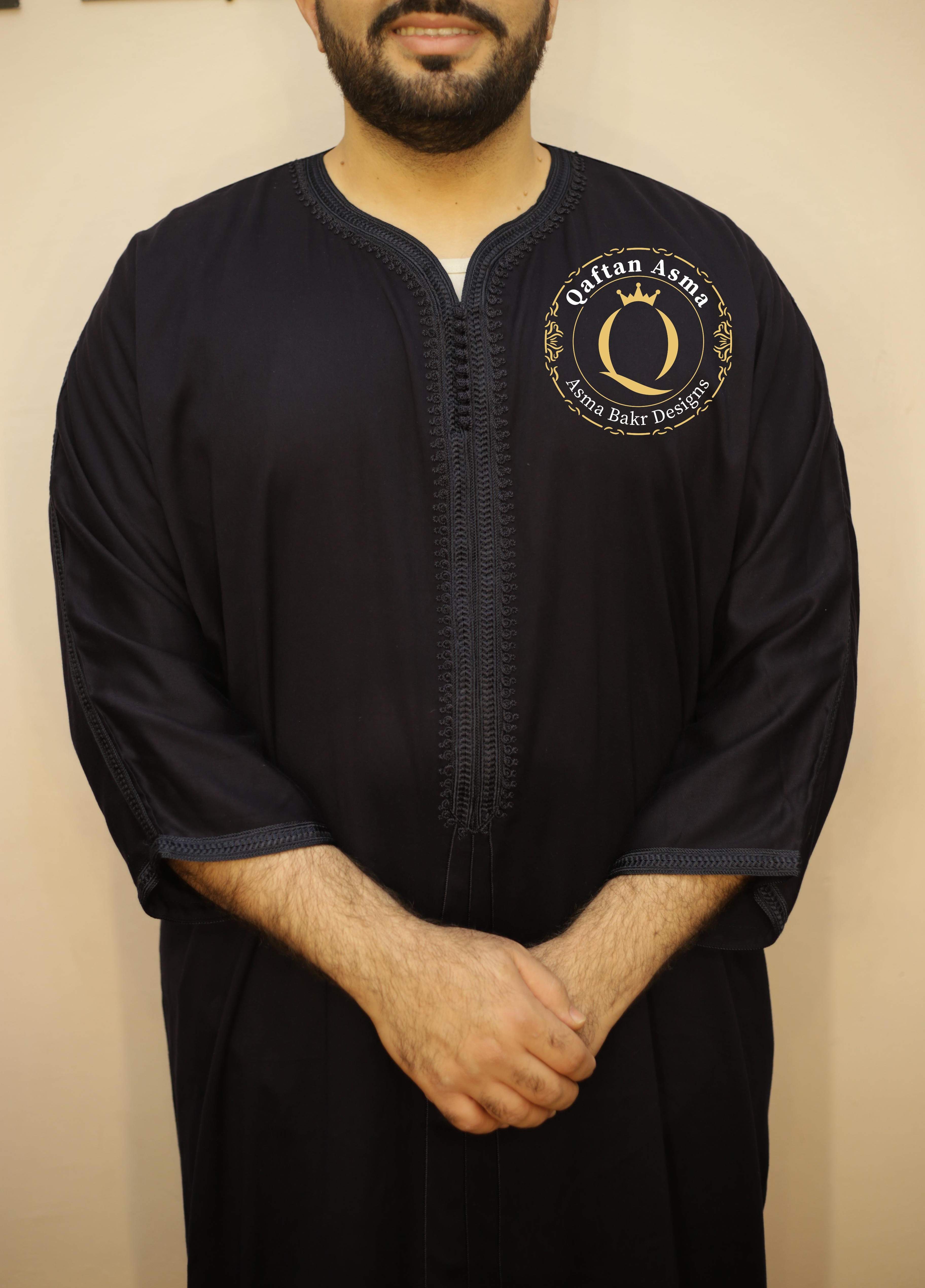 قندورة مغربي رجالي صيفي أسود