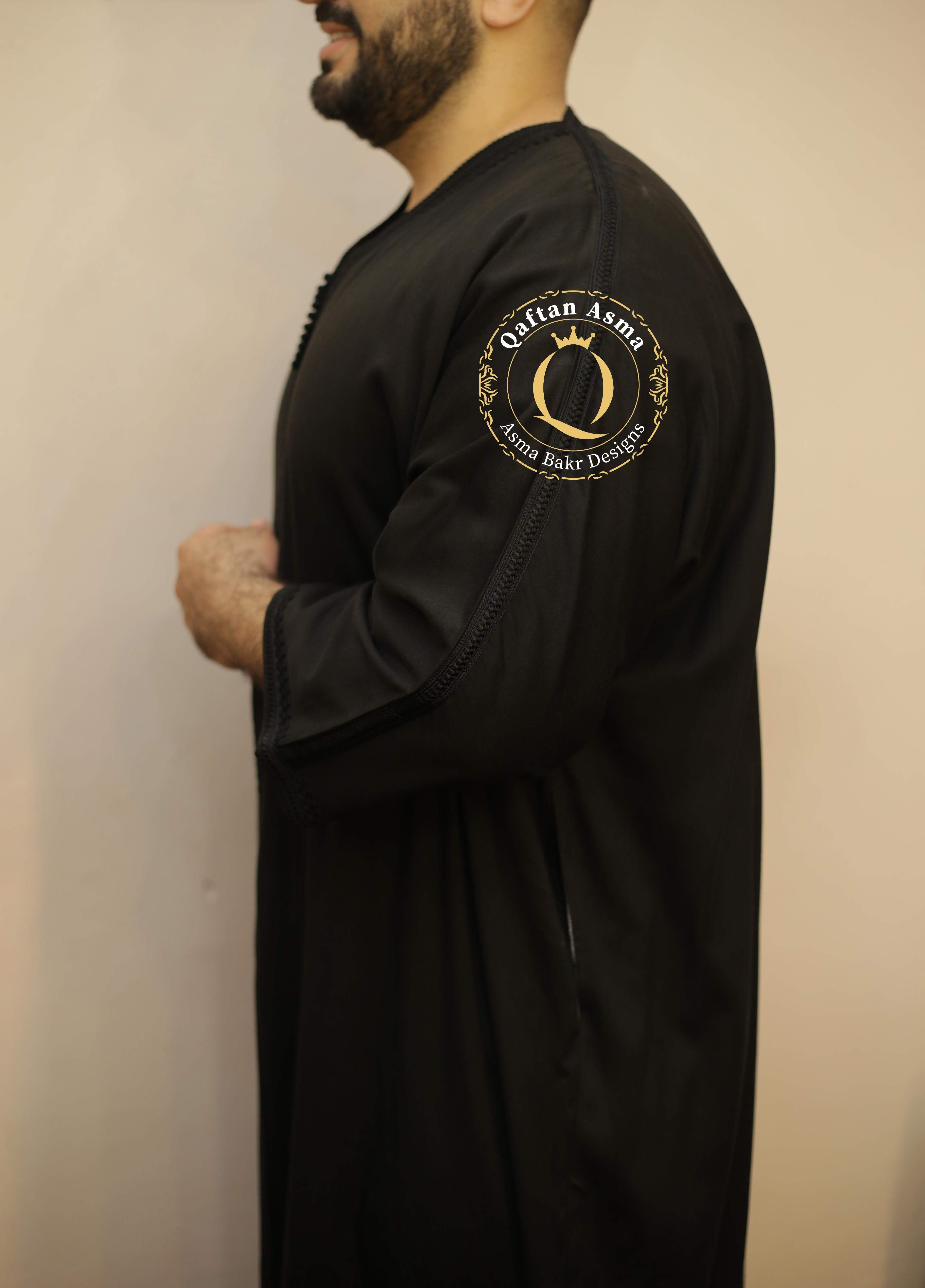 قندورة مغربي رجالي صيفي أسود